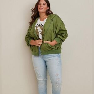NWT 3X TORRID Twill Dolman Zip-Front Anorak~Vine green